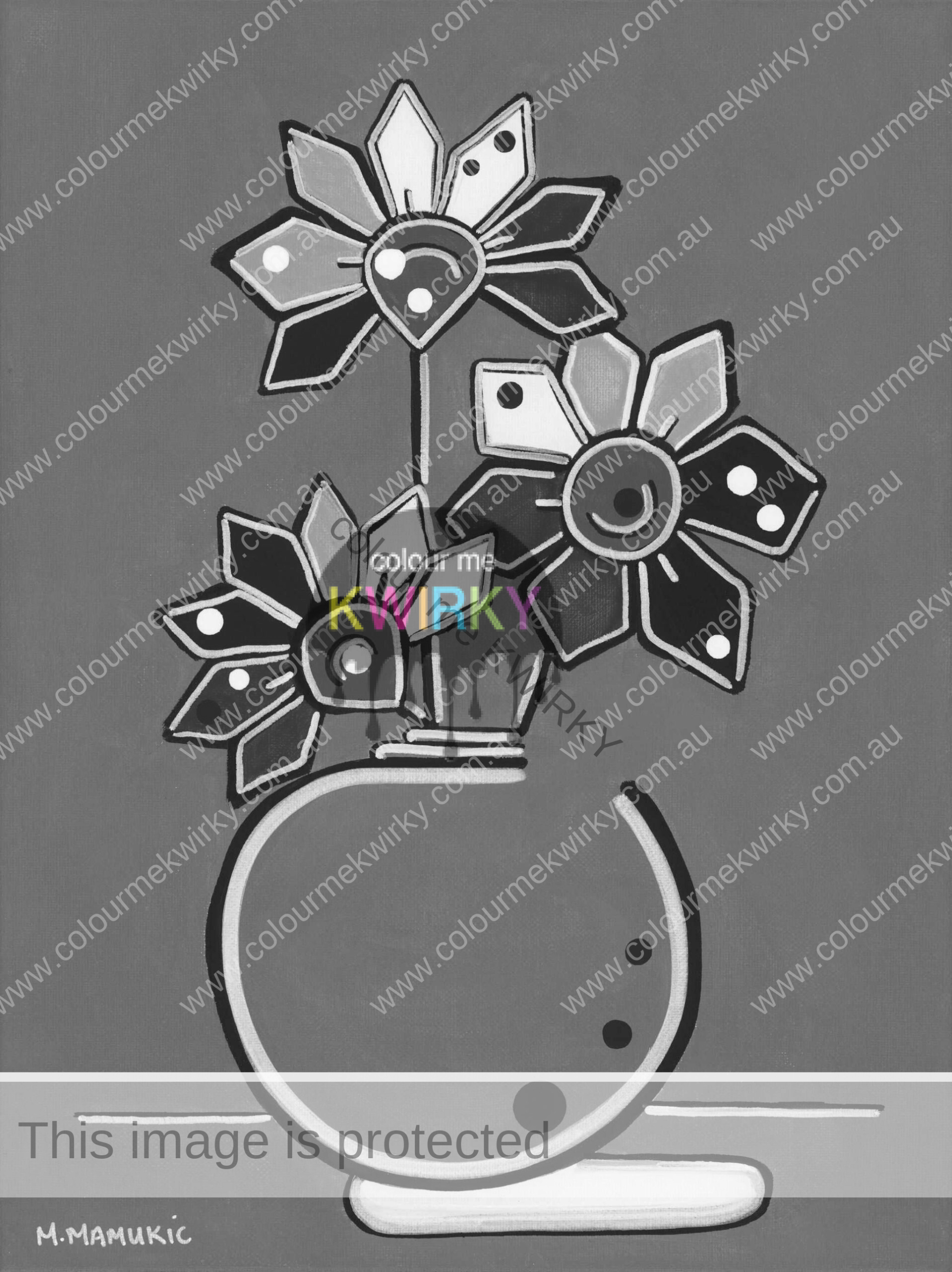 Floral Fun Originals – Flower Pot on Grey